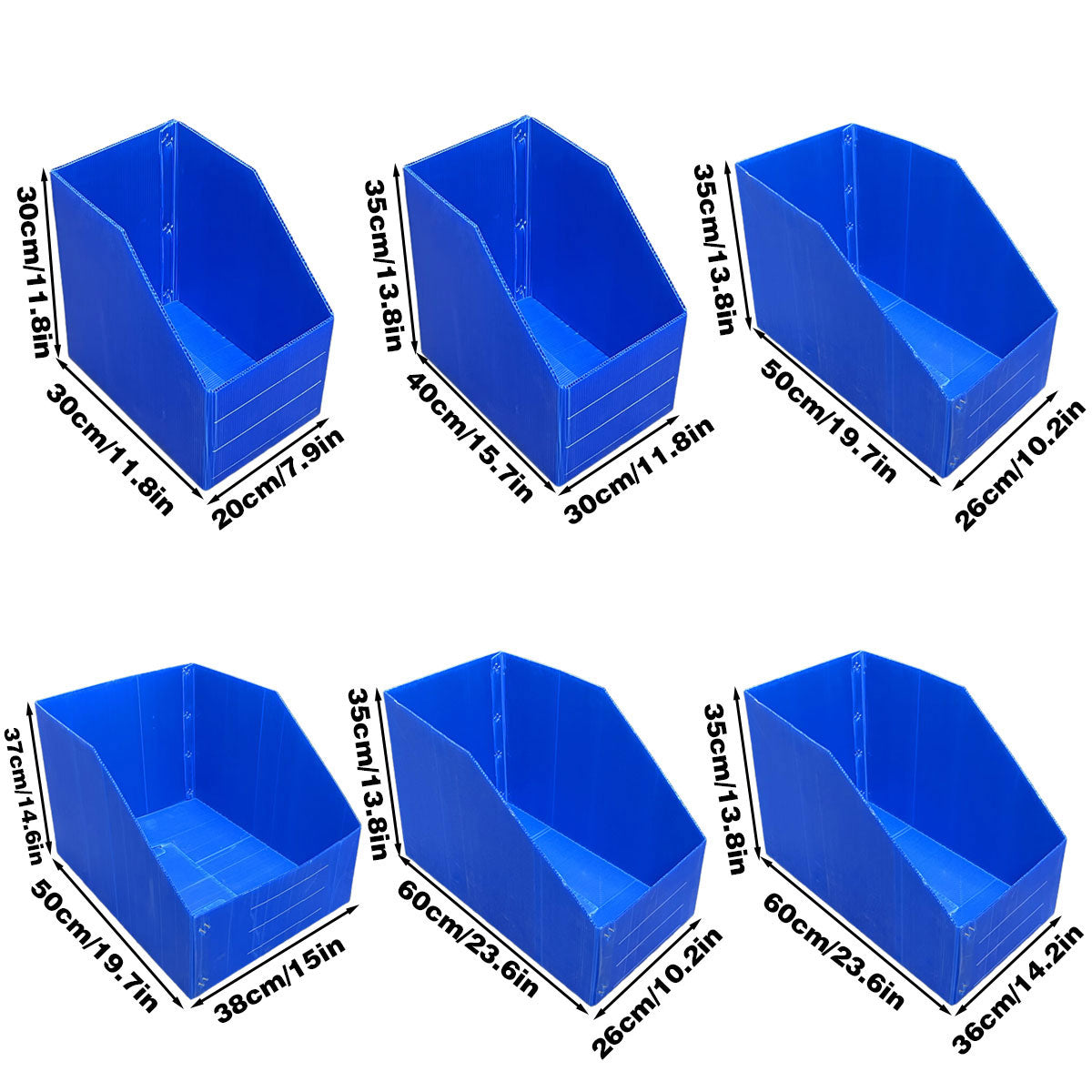 Plastic Storage Box Set 6Size Clear Hard Case Miter Tool Parts Display Organiser - 40x30x35cm