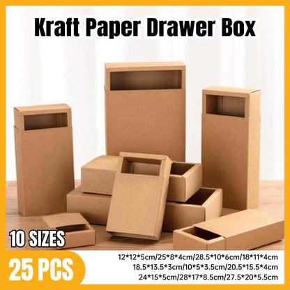 Kraft Paper Drawer Box Packaging Gift Storage Organiser Small Kraft Boxes - 10x5x3.5cm