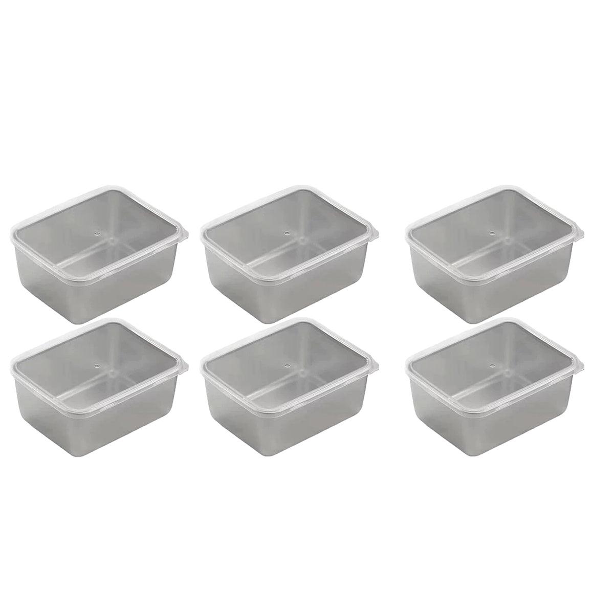 6pcs Stainless Steel Food Storage Box Refrigerator Crisper Rectangle Container