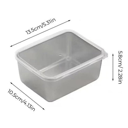 6pcs Stainless Steel Food Storage Box Refrigerator Crisper Rectangle Container