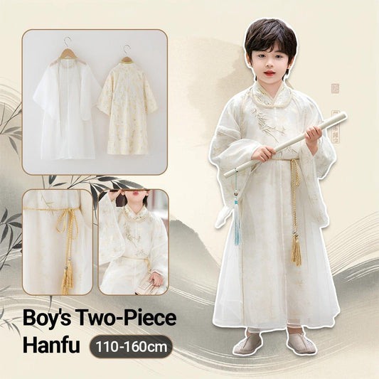 Boy Hanfu Ancient Style Big Sleeve Shirt Chinese Spring Autumn Outfit - 120cm