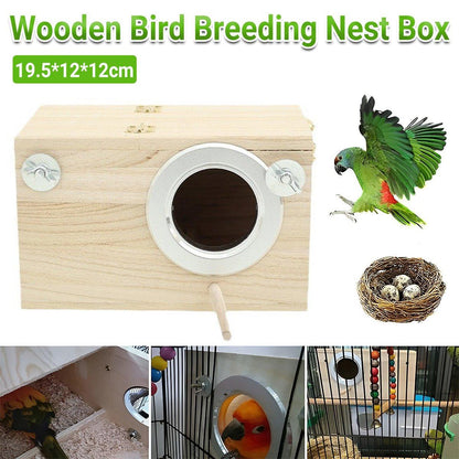 Natural Wooden Breeding Box Durable Parrot Hatching Box Nesting Box for Birds