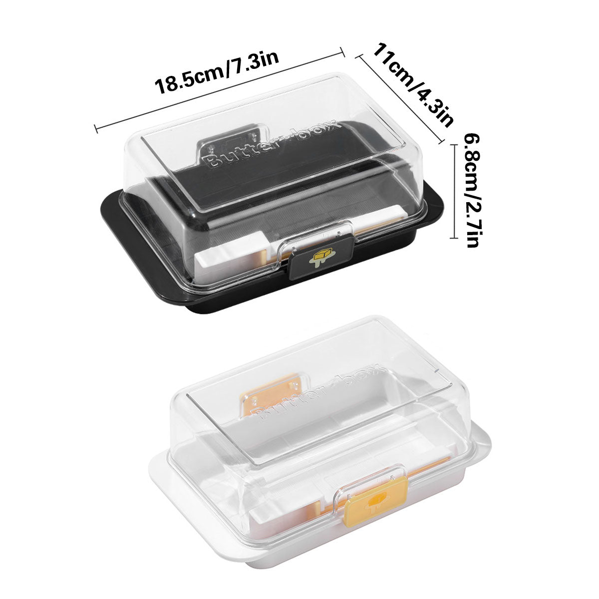 Butter Cheese Storage Box Kitchen Container with Lid Plastic Fridge Organizer - White