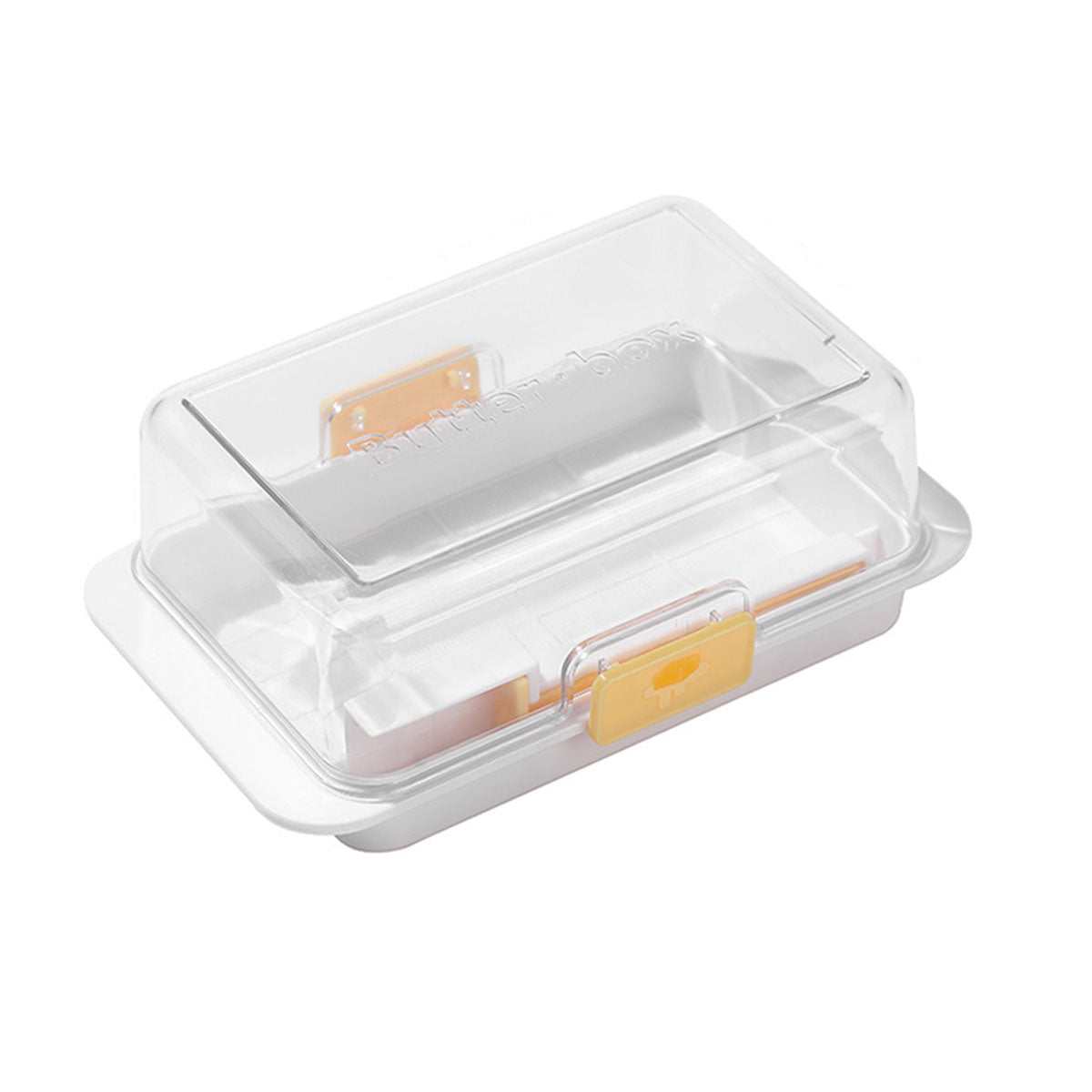 Butter Cheese Storage Box Kitchen Container with Lid Plastic Fridge Organizer - White