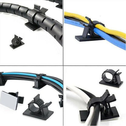 Adhesive Cord Management Cable Clips Black Wire Holder Organizer Clamp Au Stock - 10PCS