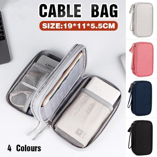 Electronic Accessories Cable Bag Organizer Travel Pouch Storage Cases Charger - Navy