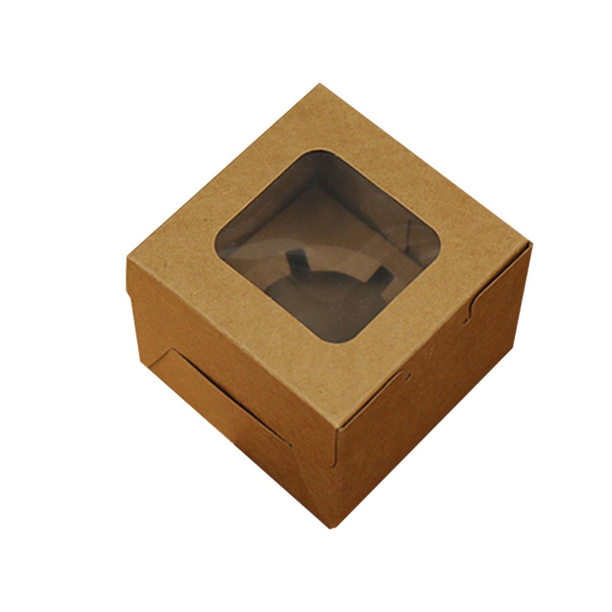 25Pcs Paper Cupcake Box with Window for Party Wedding Bakery Gift Packaging - 6 Holes