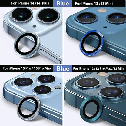 For iPhone 14/14 Plus Metal Camera Lens Glass Screen Protector - Silver