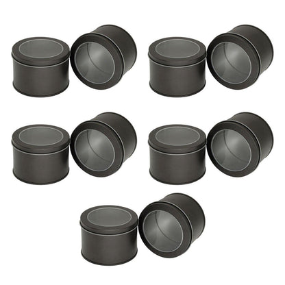 10pcs Open Window Cake Tin Box Bakery Biscuit Packaging Storage Tin Box Set - Sliver