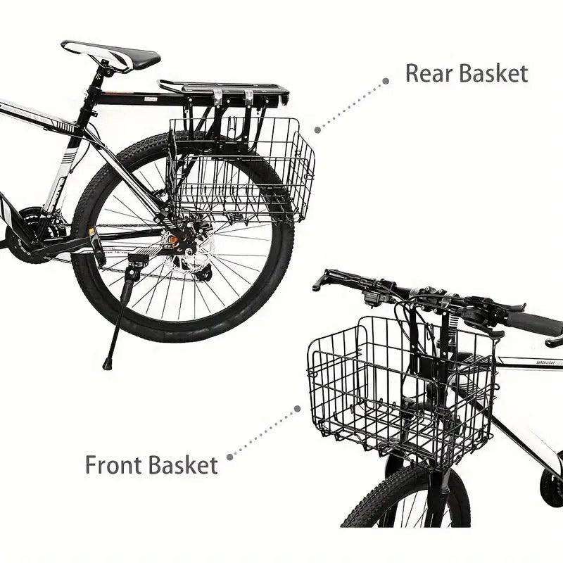 Foldable Bicycle Basket Front and Rear Hanging Storage Rack Bike Accessories - Black