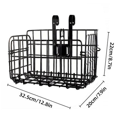 Foldable Bicycle Basket Front and Rear Hanging Storage Rack Bike Accessories - Silver