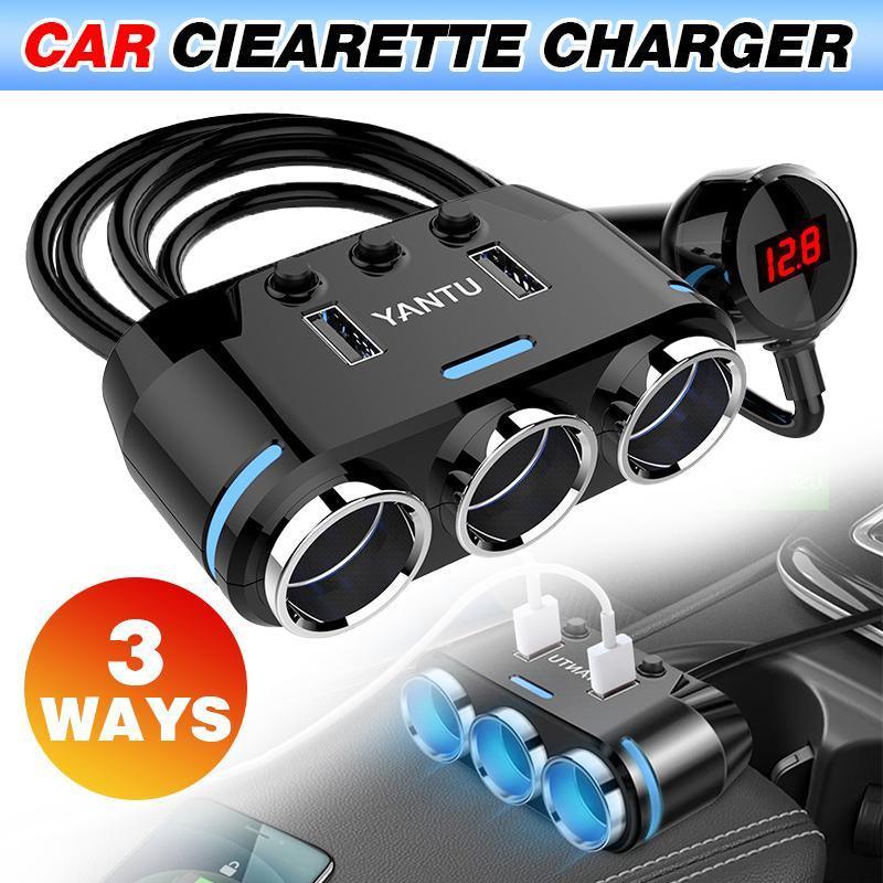 3 Way Multi Car Cigarette Lighter Socket Splitter Dual USB Charger/Power Adapter