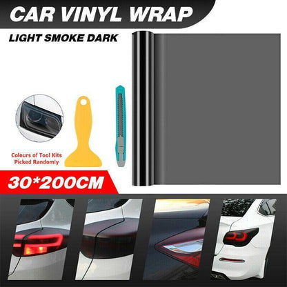 Light Smoke Black 2mx30cm Car Headlight Tint Wrap Tail Fog Light Vinyl Wrap Kit