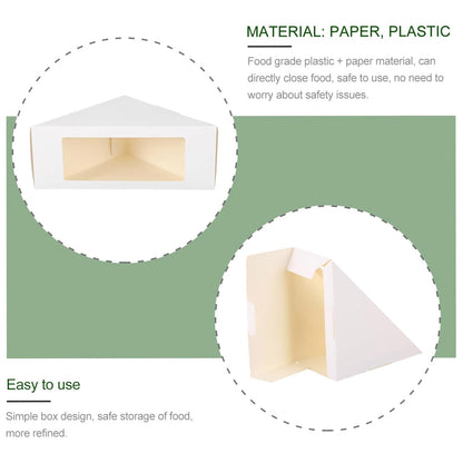 100PCS Sandwich Wedge Box Triangle Paper Container Cupcake Cake Box with Window - Cowhide