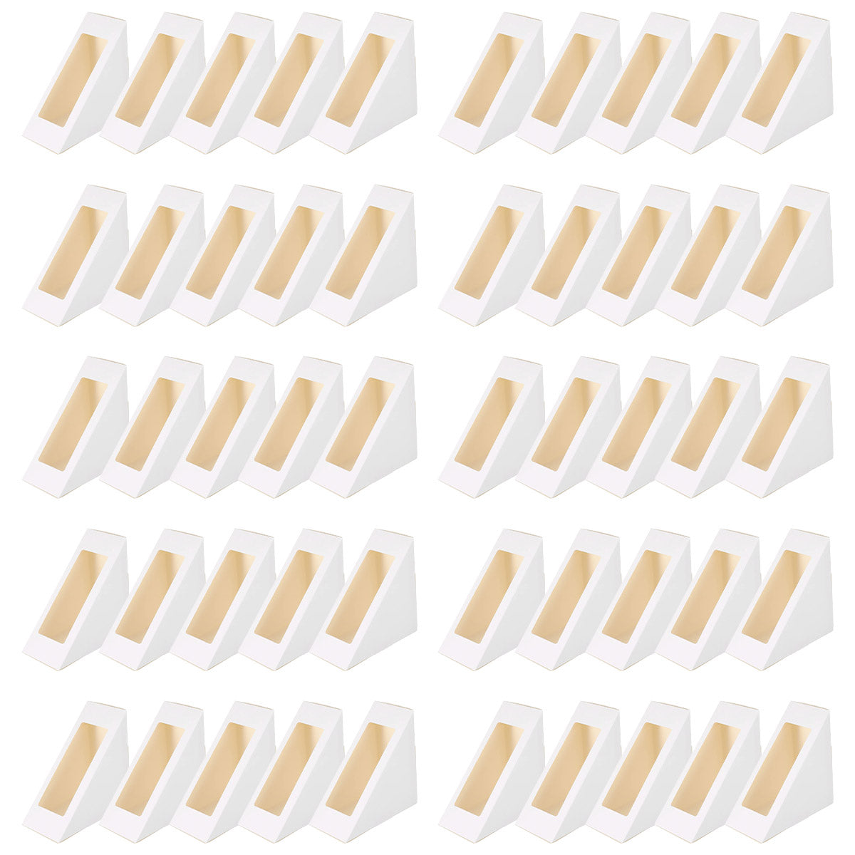 100PCS Sandwich Wedge Box Triangle Paper Container Cupcake Cake Box with Window - Cowhide