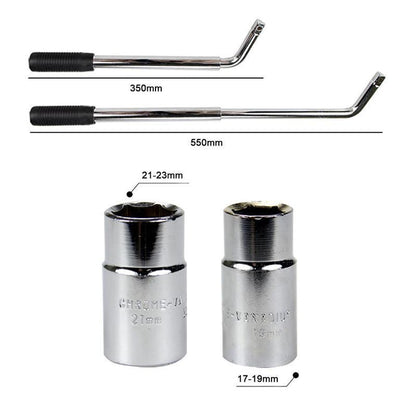 Extendable Car Wheel Brace Heavy Duty Nut Lug Wrench Sockets 17/19mm & 21/23mm