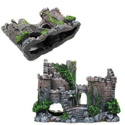 Aquarium Fish Tank Ornament Decor Landscape Ancient Castle Tower Hide Cave Resin