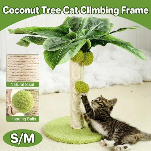 Cat Scratching Coconut Tree Kitten Post Sisal Covered Scratcher Pole Toy 32/38cm - M