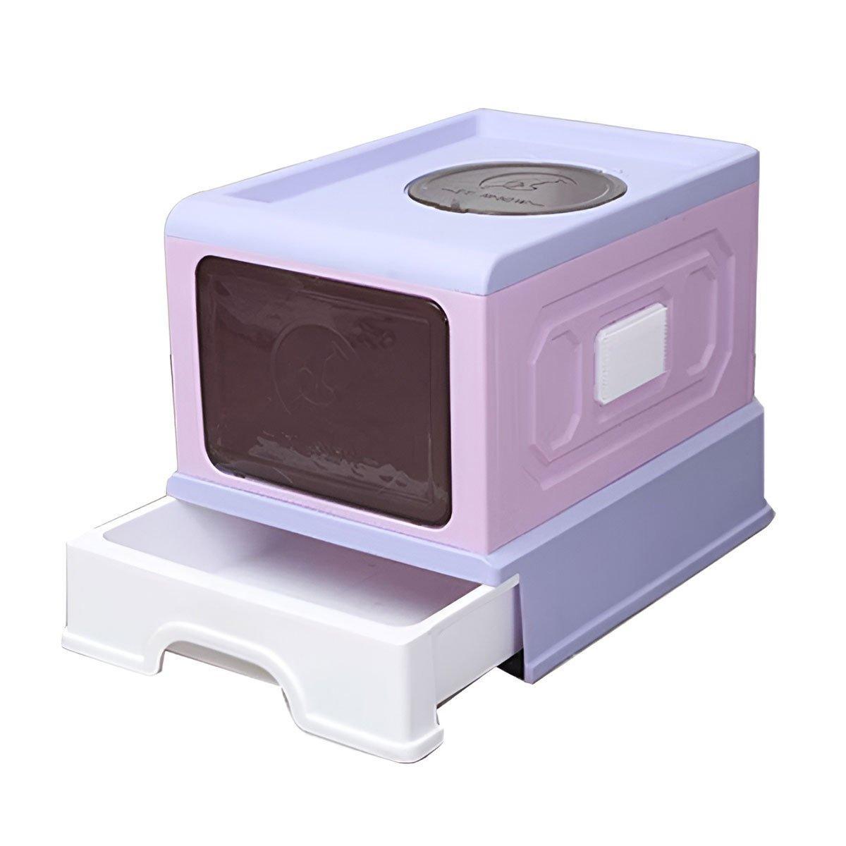 Folding Enclosed Cat Litter Box Foldable Drawer Toilet Anti-Splash Pet Supplies - Blue
