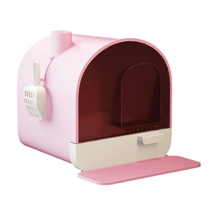 Fully Enclosed Cat Litter Pan Large Litter Box with Drawer Cat Toilet Tray - Green