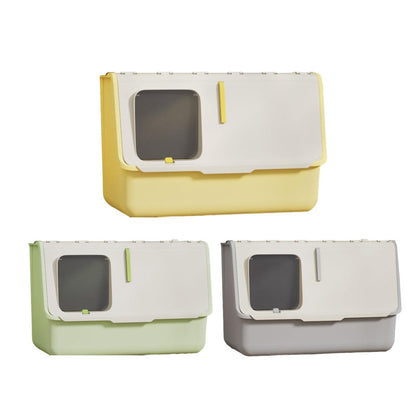 Large Fully Enclosed Cat Litter Box with Lid Odor Control Litter Pan for Cats - Green