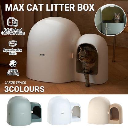 Fully Enclosed Cat Litter Box Large Small Deodorant Anti-Splash Sand Tray Toilet - Green