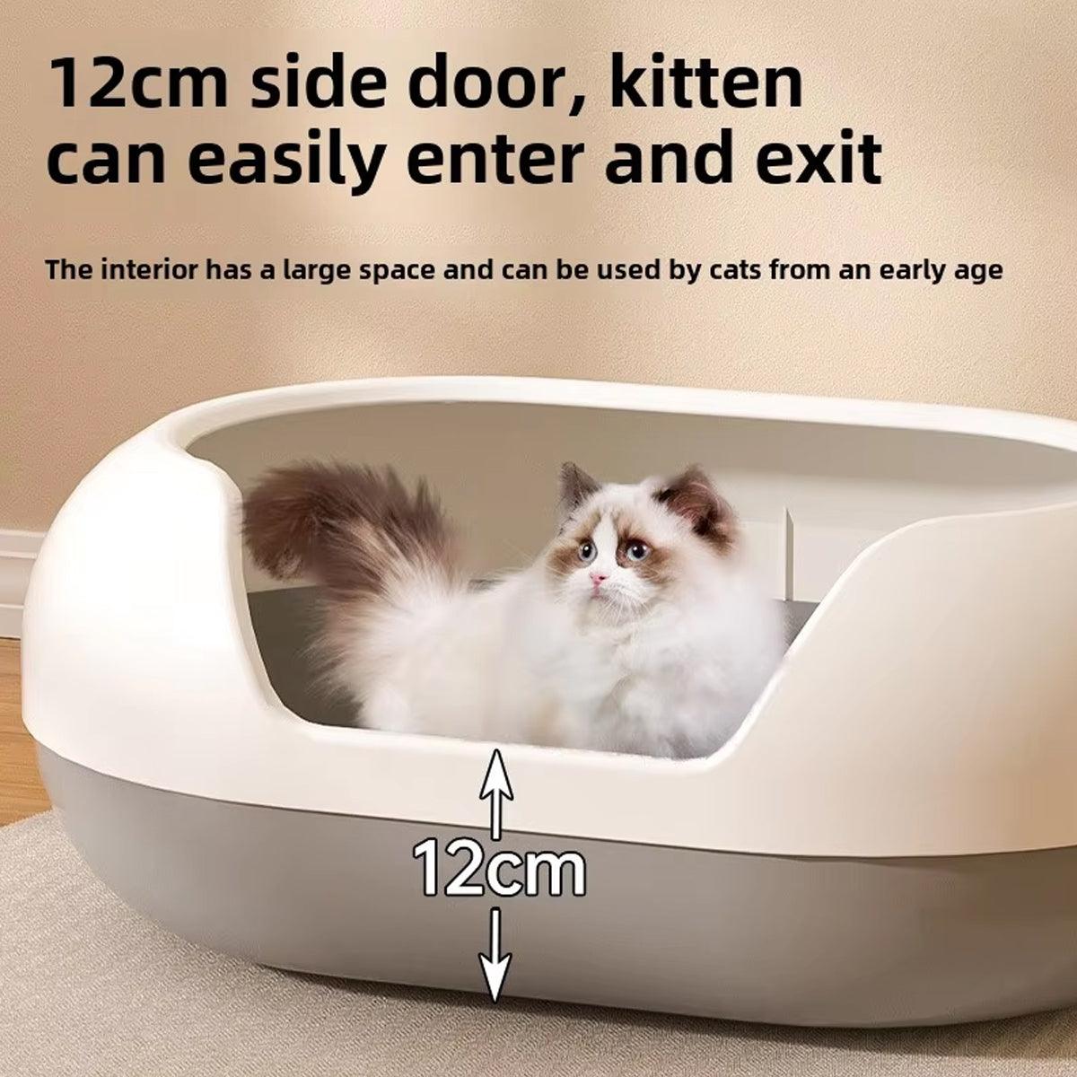 Large Semi Closed Cat Litter Box Covered Litter Pan for Cats Easy Clean Design - Green
