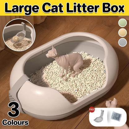Large Semi Closed Cat Litter Box Covered Litter Pan for Cats Easy Clean Design - Orange