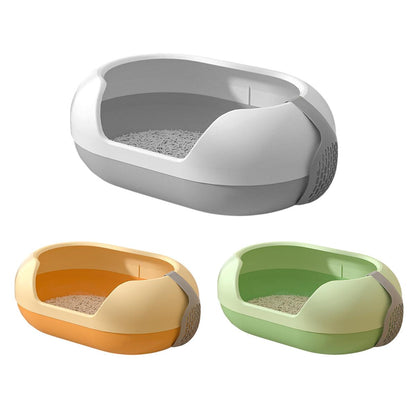 Large Semi Closed Cat Litter Box Covered Litter Pan for Cats Easy Clean Design - Orange