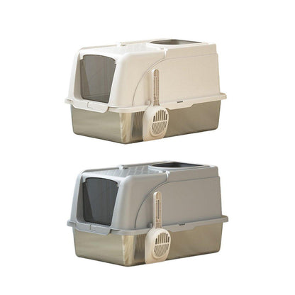 Durable Stainless Steel Cat Litter Box Pan Pet Toilet Odor Control Tray Large - White