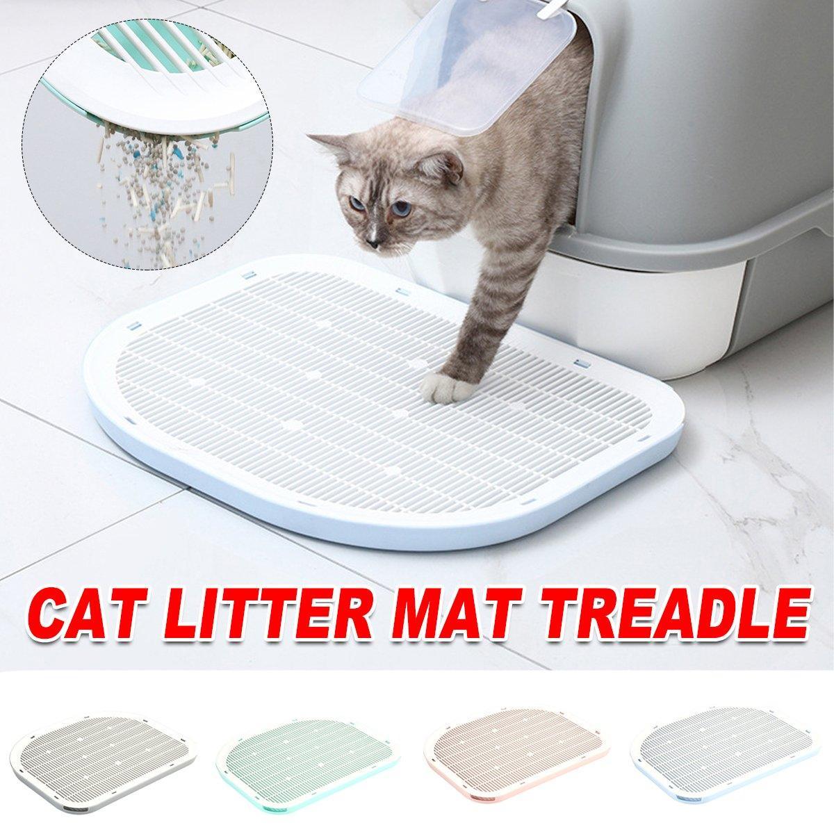 Anti Spill Cat Litter Mat Double Layer Pet Toilet Mat for Litter Box - Blue