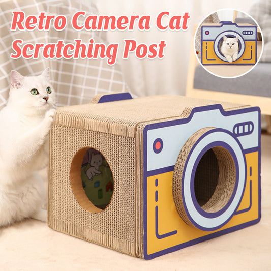 Cat Scratcher Bed Retro Camera Design Corrugated Cardboard Cat Nest Pet House