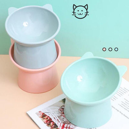 Elevated Pet Bowl Cat Dog Feeder Food Water High-Foot Anti Vomiting Tilted Bowl - Blue