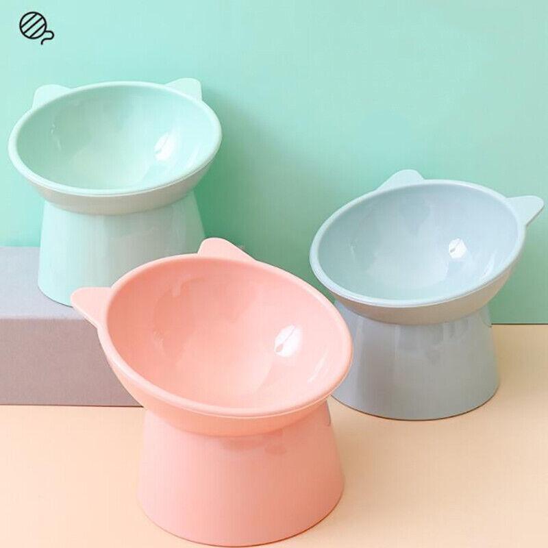 Elevated Pet Bowl Cat Dog Feeder Food Water High-Foot Anti Vomiting Tilted Bowl - Blue