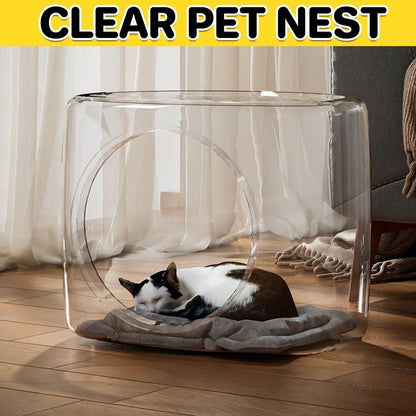 Transparent Capsule Cat Litter Box Semi Enclosed Cat House for Indoor Use