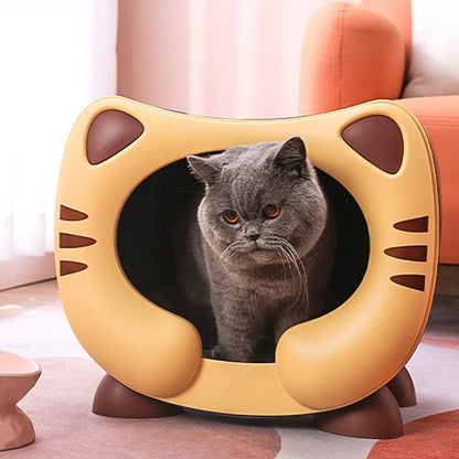 Semi Closed Cat Nest Soft Cozy Pet Bed for Cats Small Animals Indoor Sleeping - Pink