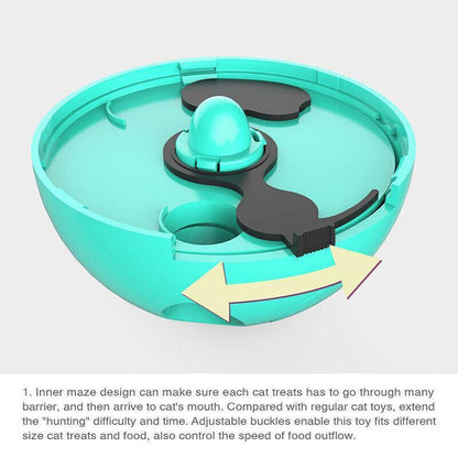 Cat Treat Dispenser Toy Ball Kitten Selfplay Interactive Tumbler Multifunction - Yellow