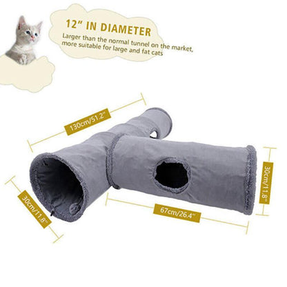 Cat Tunnel Pet Toys Play Hide Tube With Ball For Large Cat Dogs Rabbit - M-130x30CM