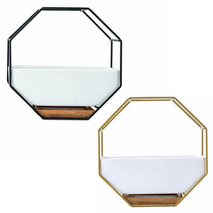Wall Hanging Succulent Planter Pot Indoor Outdoor Flower Plant Vase Garden Decor - Gold
