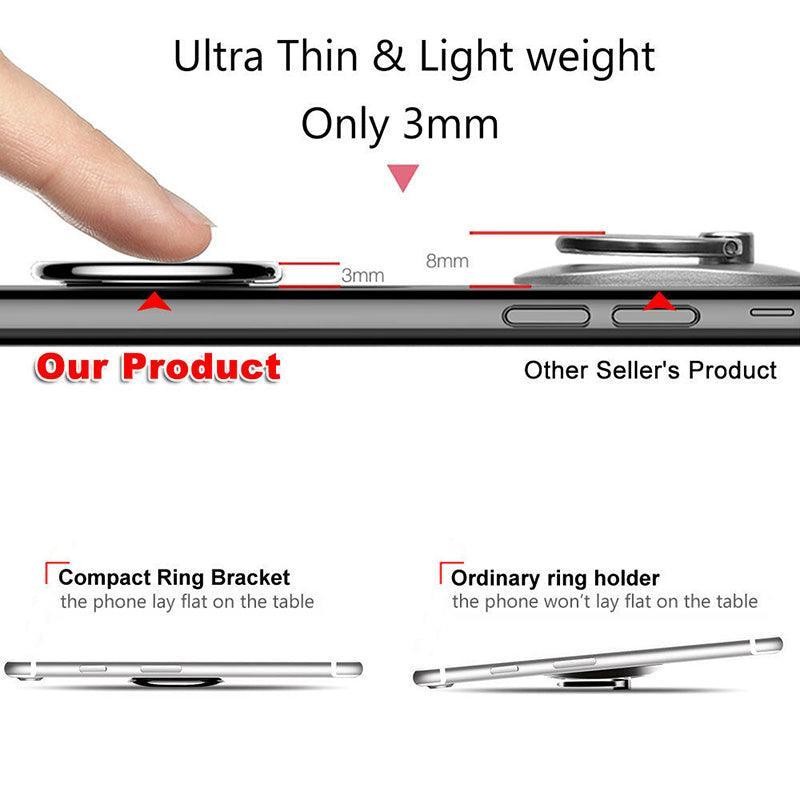 Iring Phone Ring Finger Holder Stand Mobile Grip with Mount Hook for iPhone and iPad - Black