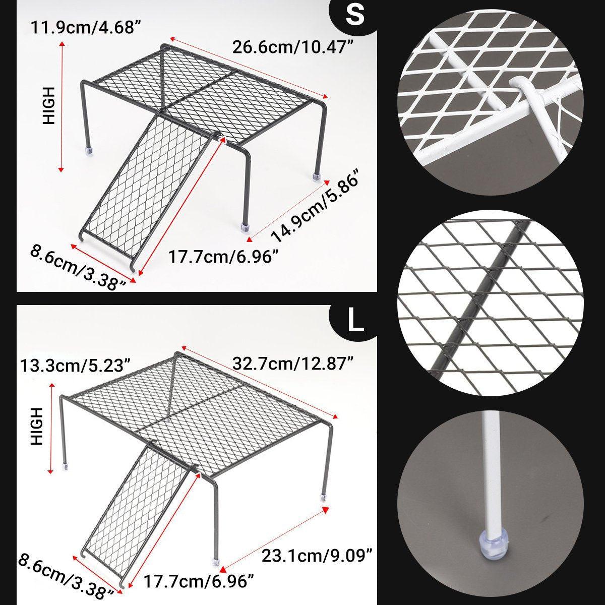 Metal Iron Chicken Feeding Ladder Grid Shelving Landscaping Platform Supplies - Black-S