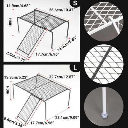 Metal Iron Chicken Feeding Ladder Grid Shelving Landscaping Platform Supplies - White-L
