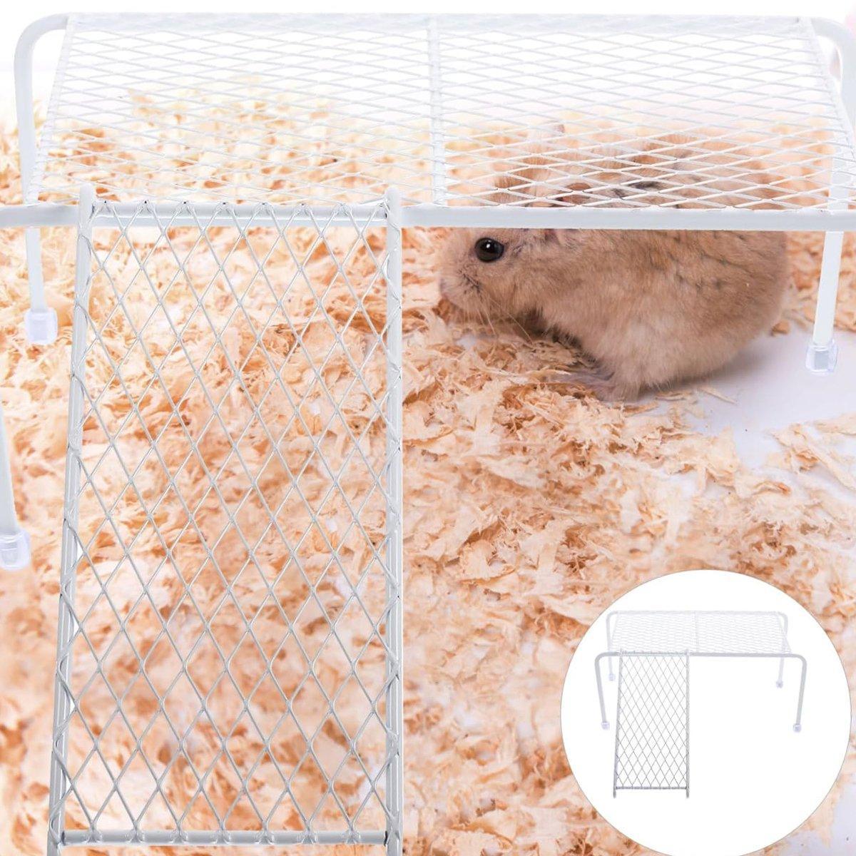 Metal Iron Chicken Feeding Ladder Grid Shelving Landscaping Platform Supplies - White-L