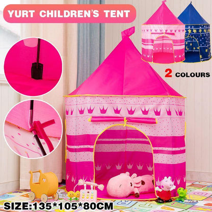 Pop Up Castle Play Tent Indoor Outdoor Playhouse Toy Gift for Imaginative Play - Pink