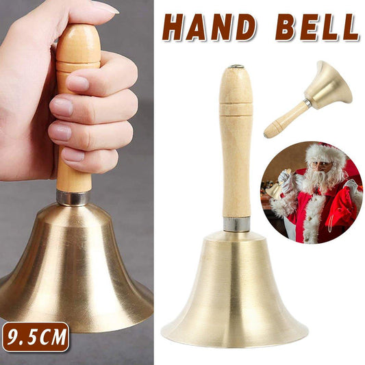 Wooden Handle Hand Bells Christmas Pet Bells Classroom Call Rattles Party Bell