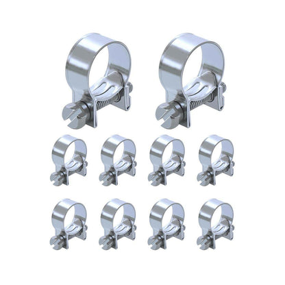 10pcs Galvanized Iron Fuel Hose Clamps For Automobile Air Pipe Secure Grip - 11-13mm