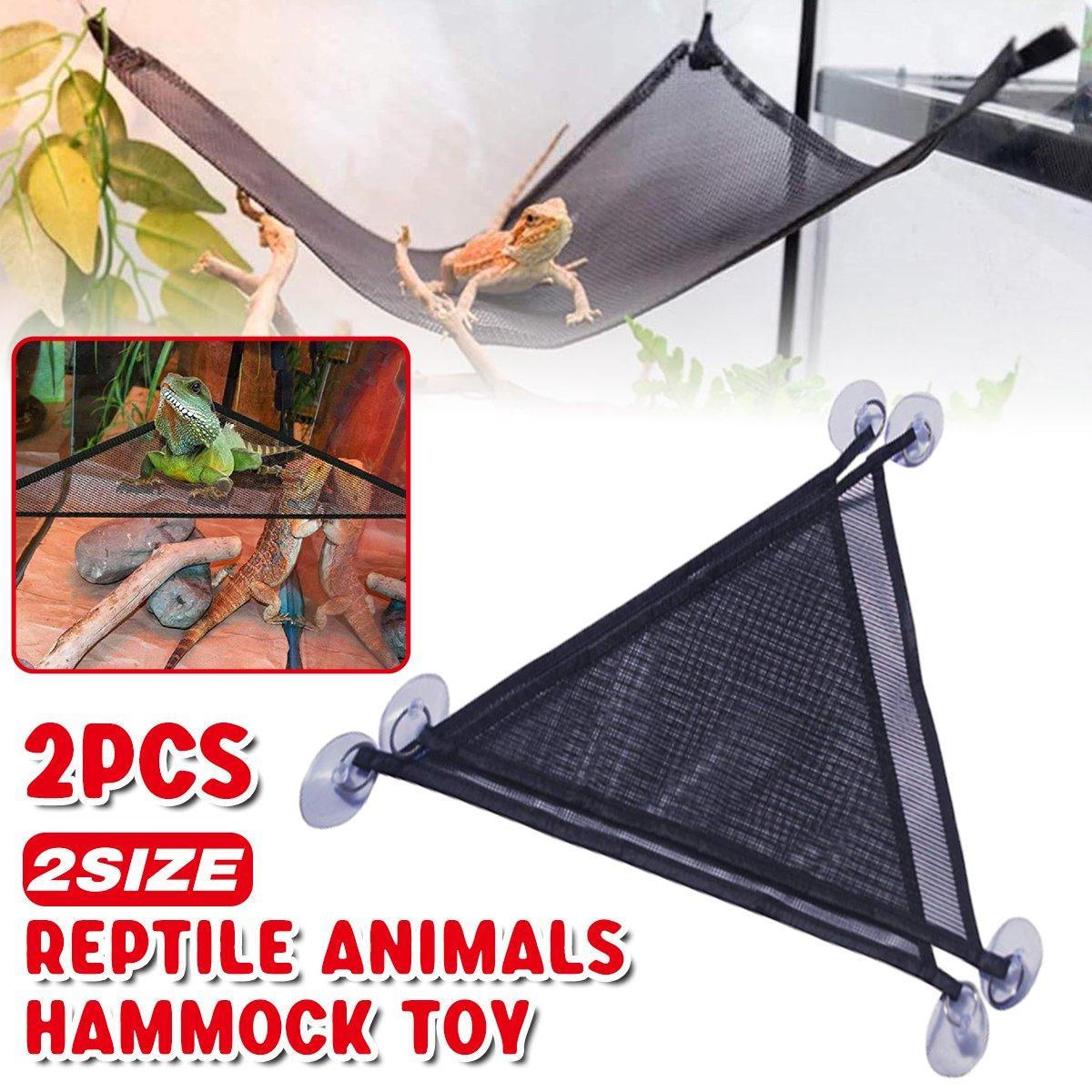 2x Reptile Hammock for Small Large Bearded Dragon Lizard Reptile Snakes Black - Small