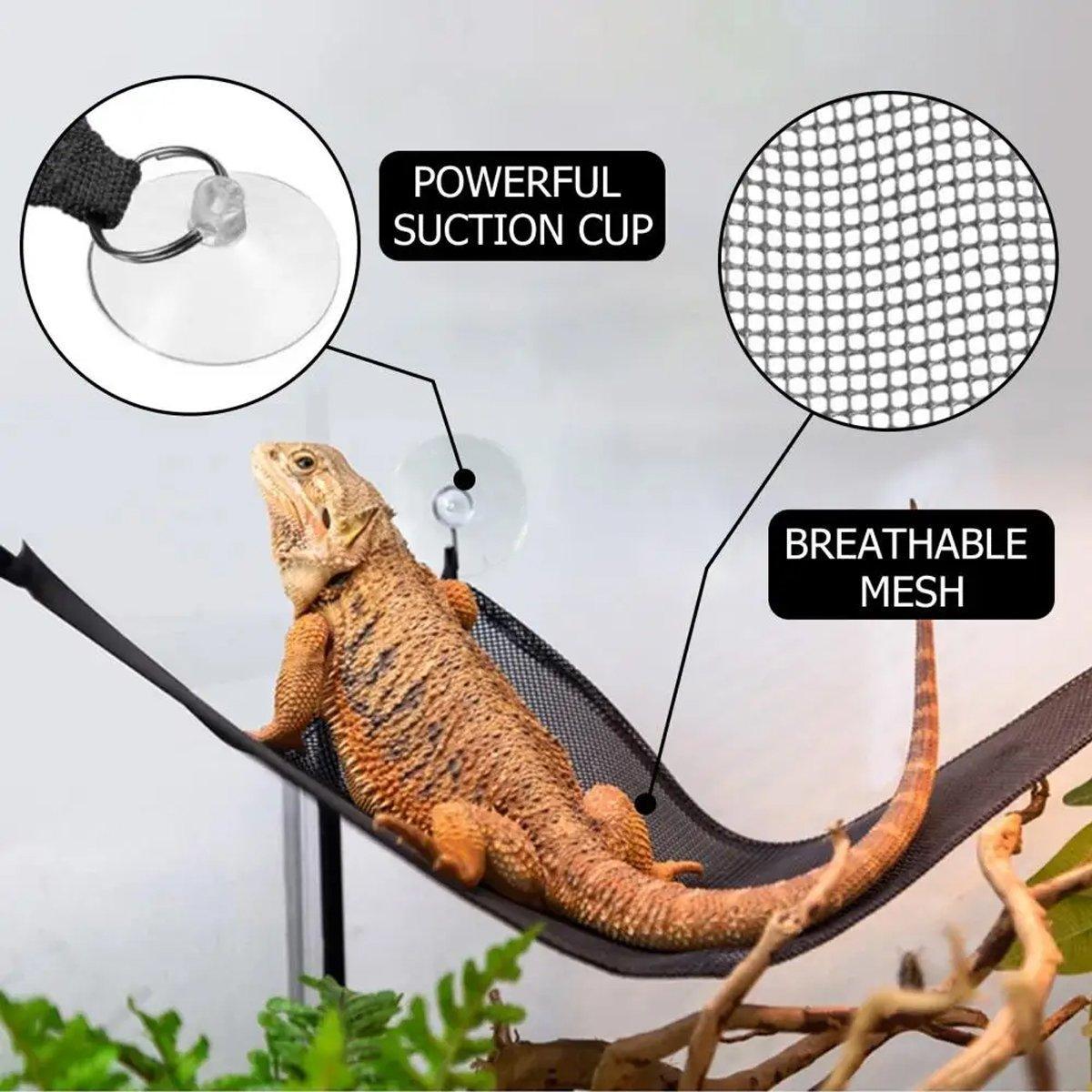 2x Reptile Hammock for Small Large Bearded Dragon Lizard Reptile Snakes Black - Small