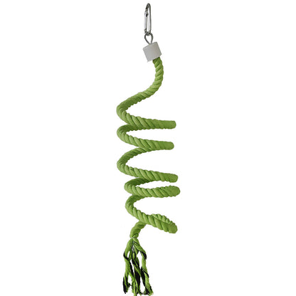 Bird Climbing Rope Toy Cotton Spiral Ladder Parrot Cage Hanging Swing Pet Toy - Colourful