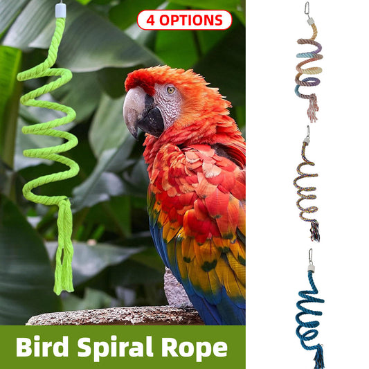 Bird Climbing Rope Toy Cotton Spiral Ladder Parrot Cage Hanging Swing Pet Toy - Gradient colour